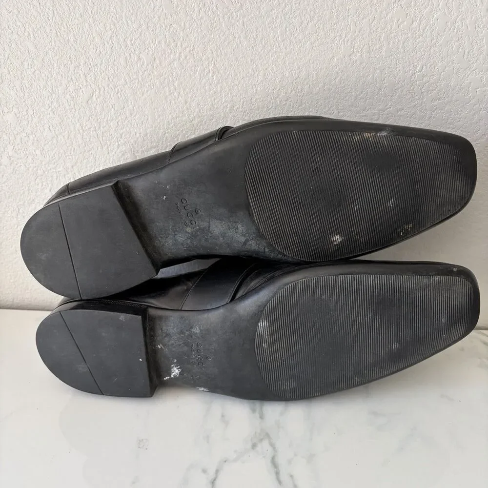 Gucci Interlocking GG Leather Slip On Loafers Size 10.5 Black